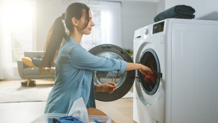 A women sitting with dryer